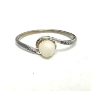 Vintage Avon Sterling Silver Solitaire Faux Pearl Ring, Size 6 Band, Estate
